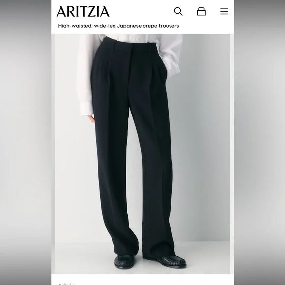 Aritzia high-waisted, wide-leg black Trousers - Picture 2 of 5